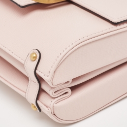Pre Owned Valentino Pink Leather VLogo Flap Shoulder Bag