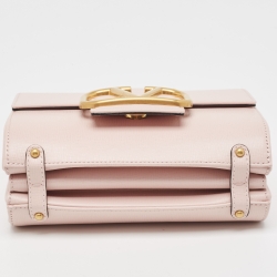 Pre Owned Valentino Pink Leather VLogo Flap Shoulder Bag