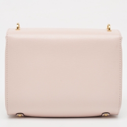 Pre Owned Valentino Pink Leather VLogo Flap Shoulder Bag