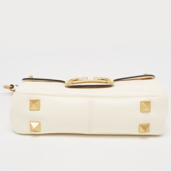 Pre Owned Valentino Ivory Leather Stud Sign Shoulder Bag