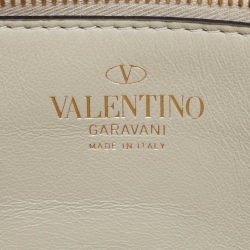 Pre Owned Valentino Ivory Leather Stud Sign Shoulder Bag