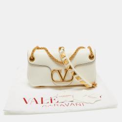 Pre Owned Valentino Ivory Leather Stud Sign Shoulder Bag