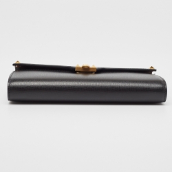 Pre Owned Valentino Black Leather Alcove Rockstud Wallet on Chain