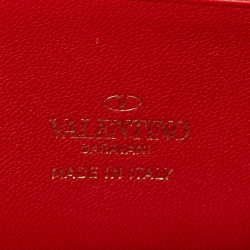 Pre Owned Valentino Black Leather Alcove Rockstud Wallet on Chain