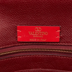 Pre Owned Valentino Burgundy Leather Large VLogo Flat Pouch