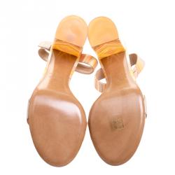 Pre Owned Valentino Native Couture 1975 Print Plexiglass Ankle Strap Sandals Size 39