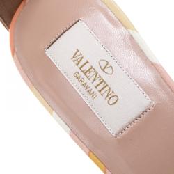 Pre Owned Valentino Native Couture 1975 Print Plexiglass Ankle Strap Sandals Size 39