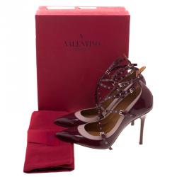 Pre Owned Valentino Two Tone Leather Love Latch Detail Eyelet Embellished Pumps Size 41