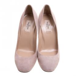 Pre Owned Valentino Beige Suede Tan Go Pumps Size 39