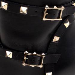 Pre Owned Valentino Black Leather Rockstud Knee Length Boots Size 37