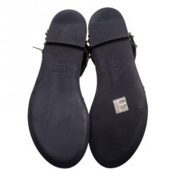 Pre Owned Valentino Black Leather Knee High Rockstud Gladiator Sandals Size 40.5