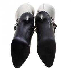 Pre Owned Valentino Black Leather Rockstud Knee Length Boots Size 37