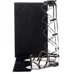 Pre Owned Valentino Black Leather Knee High Rockstud Gladiator Sandals Size 39