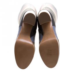 Pre Owned Valentino Multicolor Striped Leather Knee Boots Size 38