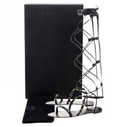 Pre Owned Valentino Black Leather Knee High Rockstud Gladiator Sandals Size 38