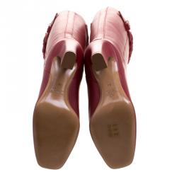 Pre Owned Valentino Red Leather Braided Over the Knee Boots Size 36