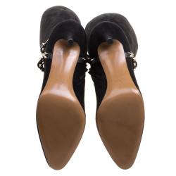 Pre Owned Valentino Black Suede Rockstud Knee Length Boots Size 41