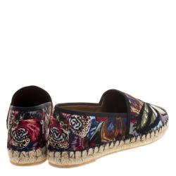 Pre Owned Valentino Black Camubutterfly Embroidered Canvas Espadrilles Size 41