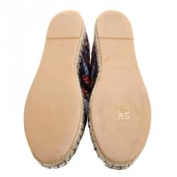 Pre Owned Valentino Black Camubutterfly Embroidered Canvas Espadrilles Size 41