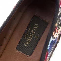 Pre Owned Valentino Black Camubutterfly Embroidered Canvas Espadrilles Size 41