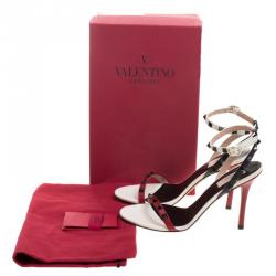 Pre Owned Valentino Tricolor Leather Rockstud Ankle Strap Sandals Size 39