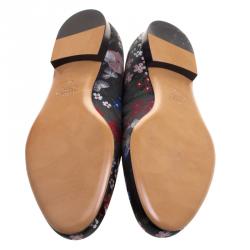 Pre Owned Valentino Black Spring Garden Brocade Smoking Slippers Size 40