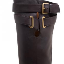 Pre Owned Valentino Brown Leather Over The Knee Boots Size 39