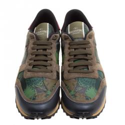 Pre Owned Valentino Multicolor Camo Butterfly Printed Rockrunner Sneakers Size 39