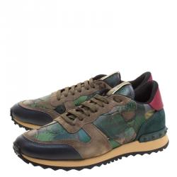Pre Owned Valentino Multicolor Camo Butterfly Printed Rockrunner Sneakers Size 39