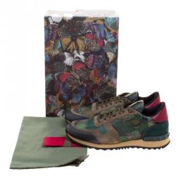 Pre Owned Valentino Multicolor Camo Butterfly Printed Rockrunner Sneakers Size 39