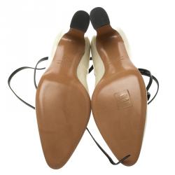 Pre Owned Valentino Beige Patent Leather Bianca Lace Up Pumps Size 40