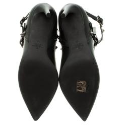 Pre Owned Valentino Black Leather Rockstud Pointed Toe Ankle Boots Size 39