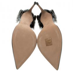 Pre Owned Valentino Black Patent Leather Wings Detail Pointed Toe Pumps Size 39