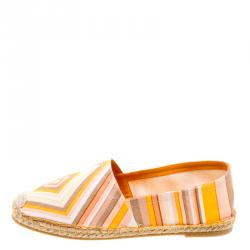 Pre Owned Valentino Multicolor Canvas Native Couture 1975 Print Espadrilles Size 37