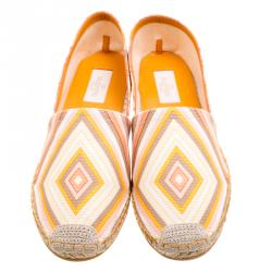 Pre Owned Valentino Multicolor Canvas Native Couture 1975 Print Espadrilles Size 37