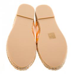 Pre Owned Valentino Multicolor Canvas Native Couture 1975 Print Espadrilles Size 37