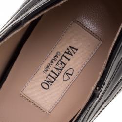 Pre Owned Valentino Black Patent Leather Wings Detail Pointed Toe Pumps Size 37