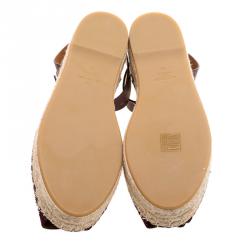 Pre Owned Valentino Burgundy Embellished Suede and Leather Ankle Strap Espadrilles Size 40