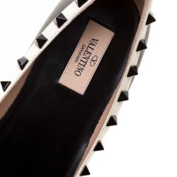 Pre Owned Valentino Black Leather Rockstud Pointed Toe Ballet Flats Size 39.5