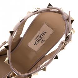 Pre Owned Valentino Pale Blue/Beige Leather Rockstud Sandals Size 40