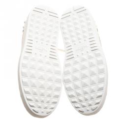 Pre Owned Valentino White Floral Printed Leather Open Sneakers Size 40