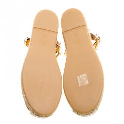 Pre Owned Valentino Tan Leather Rockstud Espadrilles Size 38