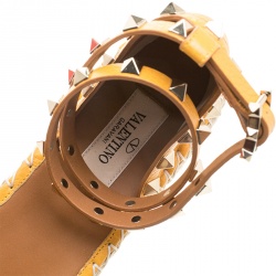 Pre Owned Valentino Tan Leather Rockstud Espadrilles Size 38