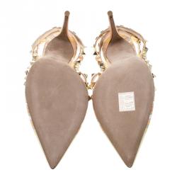 Pre Owned Valentino Native Couture 1975 Print Leather Rockstud Sandals Size 38.5