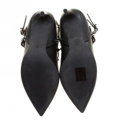 Pre Owned Valentino Black Leather Rolling Rockstud Pointed Toe Ankle Boots Size 38.5