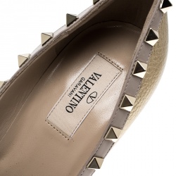 Pre Owned Valentino Metallic Gold Leather Rockstud Pointed Toe Pumps Size 36