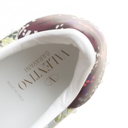 Pre Owned Valentino White Floral Printed Leather Open Sneakers Size 39