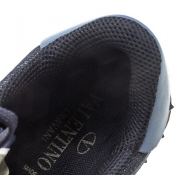 Pre Owned Valentino Dark Wash Denim and Suede Rockstud Sneakers Size 36.5