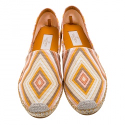 Pre Owned Valentino Multicolor Canvas Native Couture 1975 Print Espadrilles Size 39