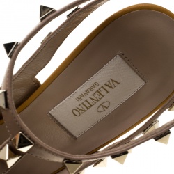 Pre Owned Valentino Native Couture 1975 Print Leather Crystal Embellished Rockstud Sandals Size 38.5